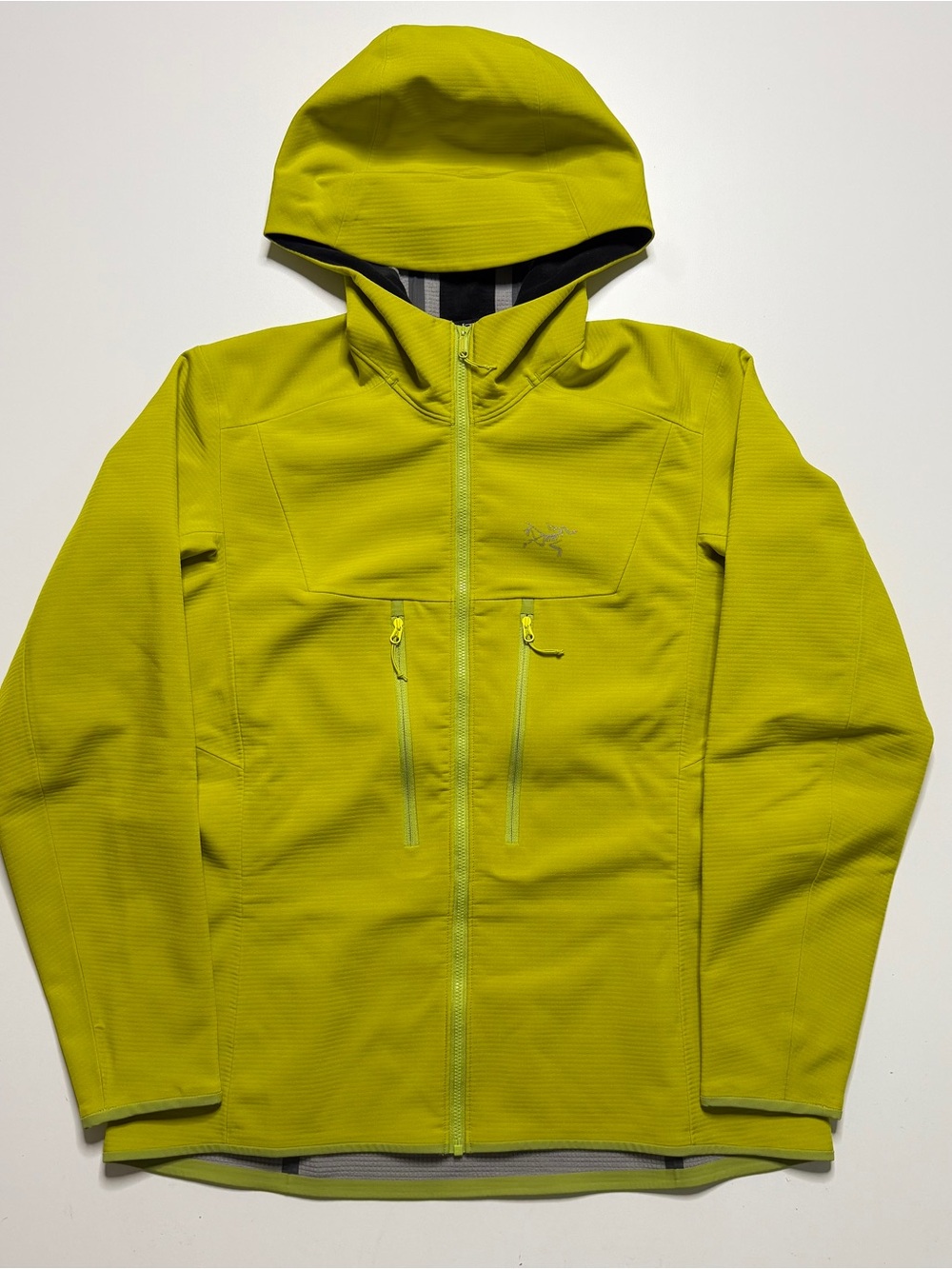 Arcteryx Acto MX Softshell Full Zip Hooded Jacket Womens Large Volt Lime Green - Picture 1 of 13